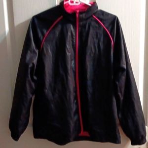 Everlast black magenta pink trim full zip up windbreaker jacket size large